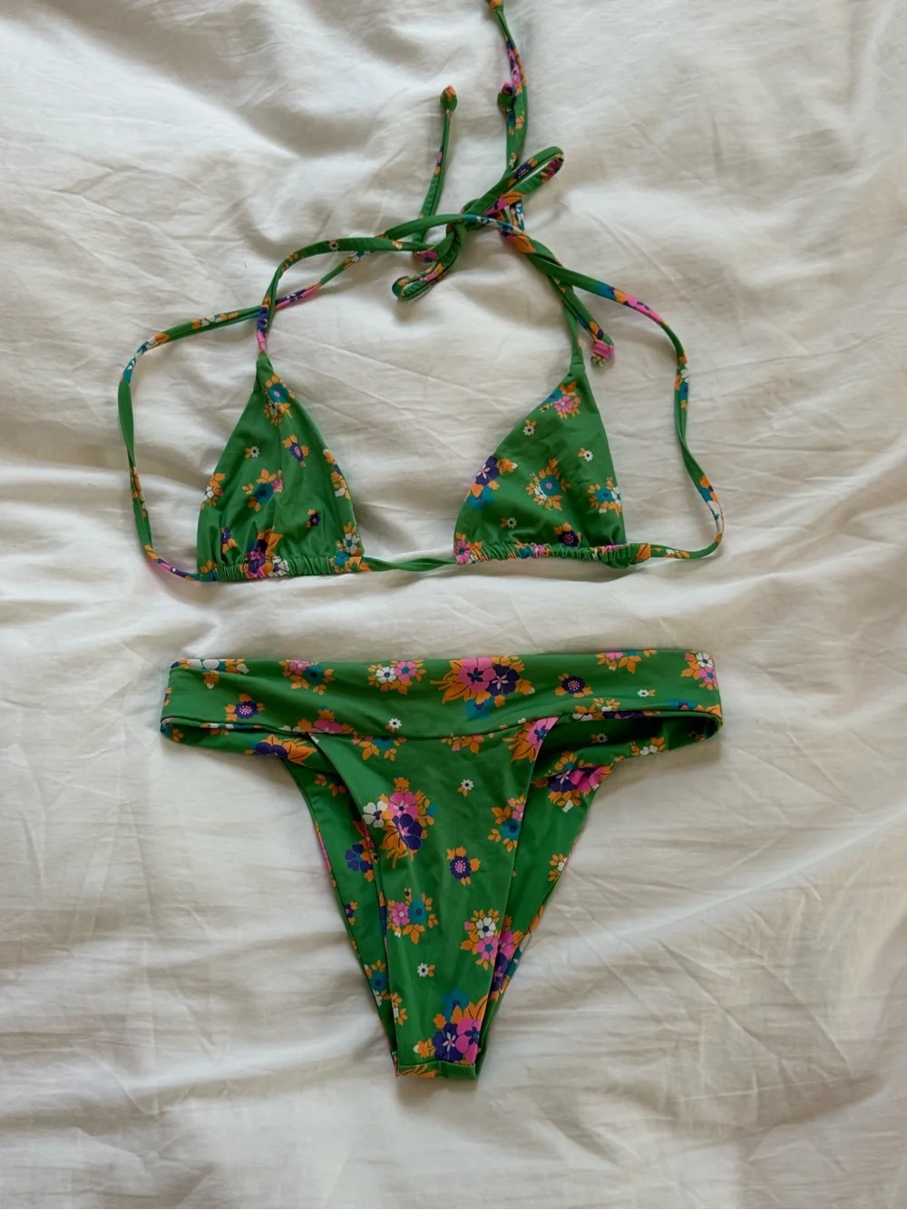Frankie’s Bikinis Green Meadow Floral Bikini Set Print Flower